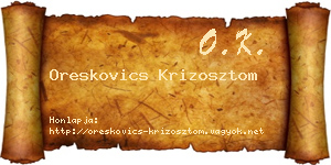 Oreskovics Krizosztom névjegykártya